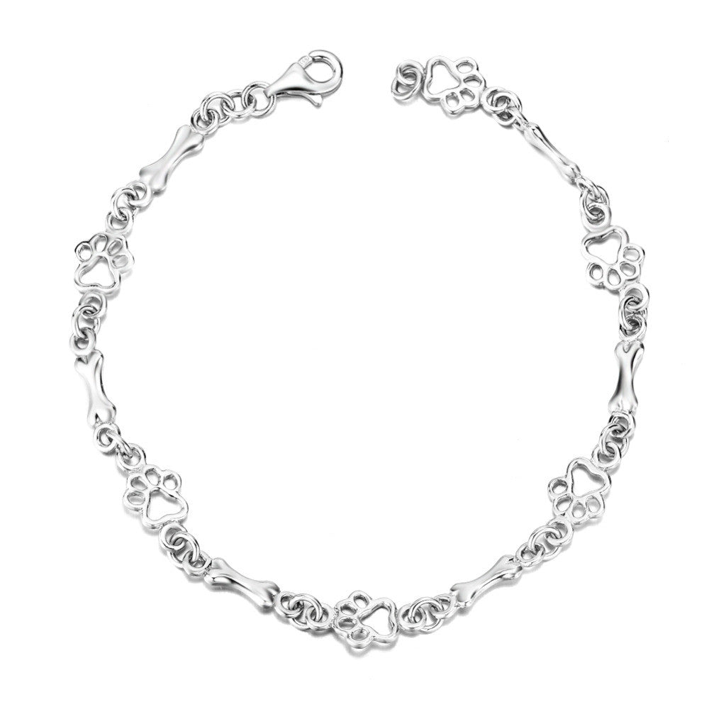 Begränsad upplaga Ren Silver Hund Tass och Ben Berlocker Armband
