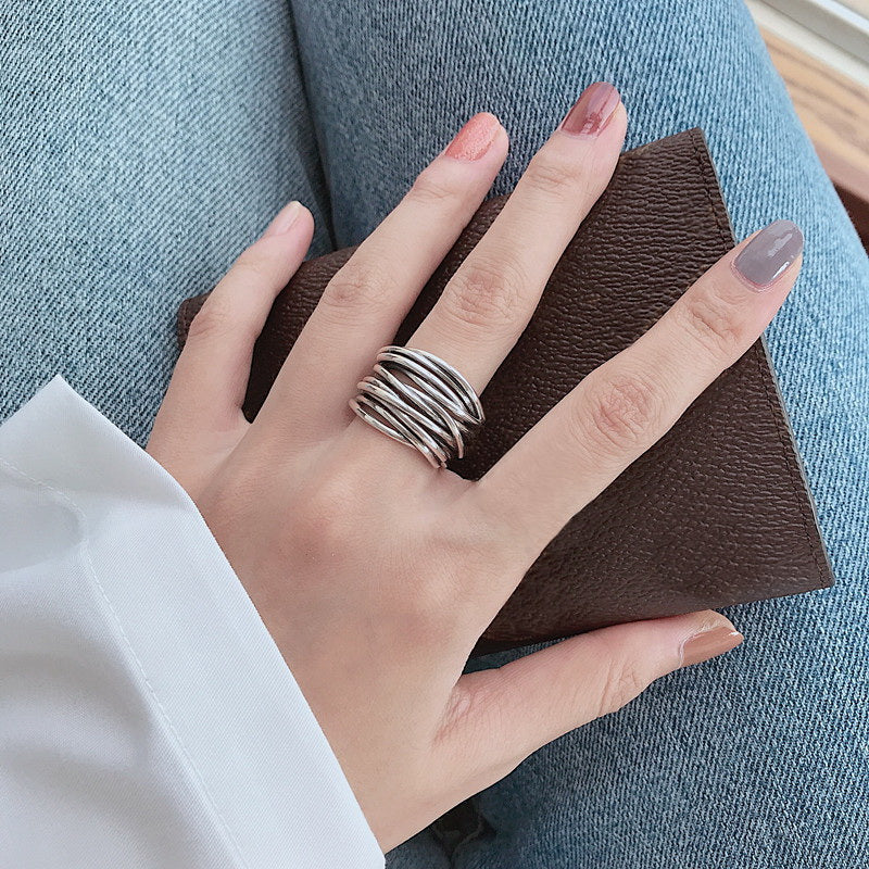 Justerbar ring i 925 sterlingsilver i flera lager