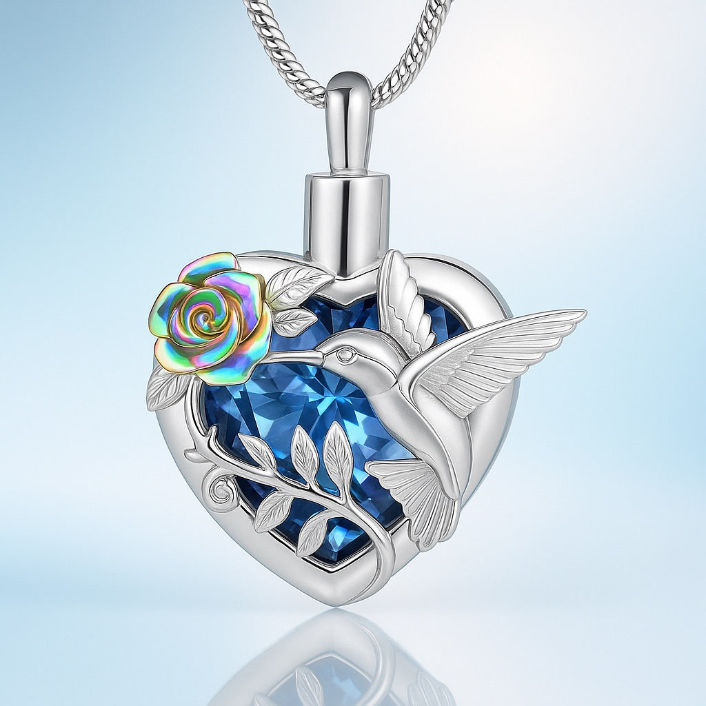Kolibri Hjärtformad Urn Halsband