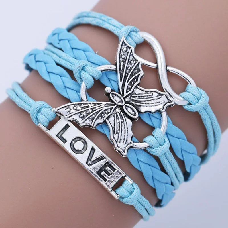 Vintage Love Butterfly Läderarmband