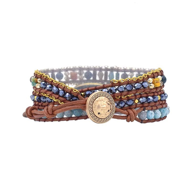 Blå Apatit Wrap Armband