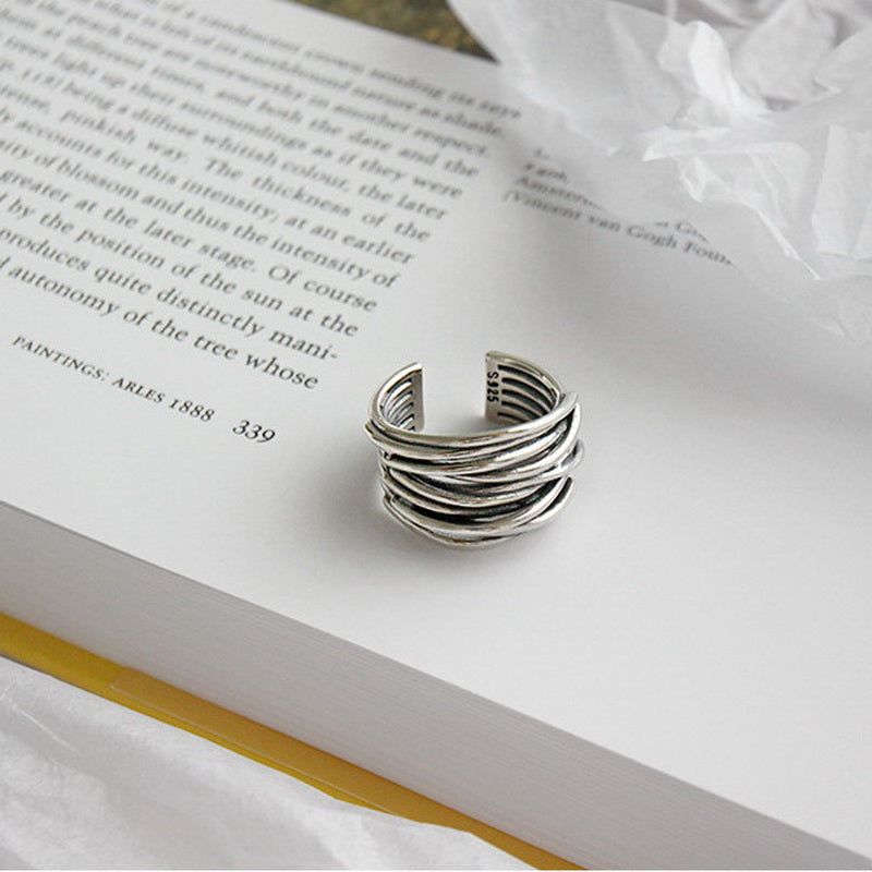 Justerbar ring i 925 sterlingsilver i flera lager