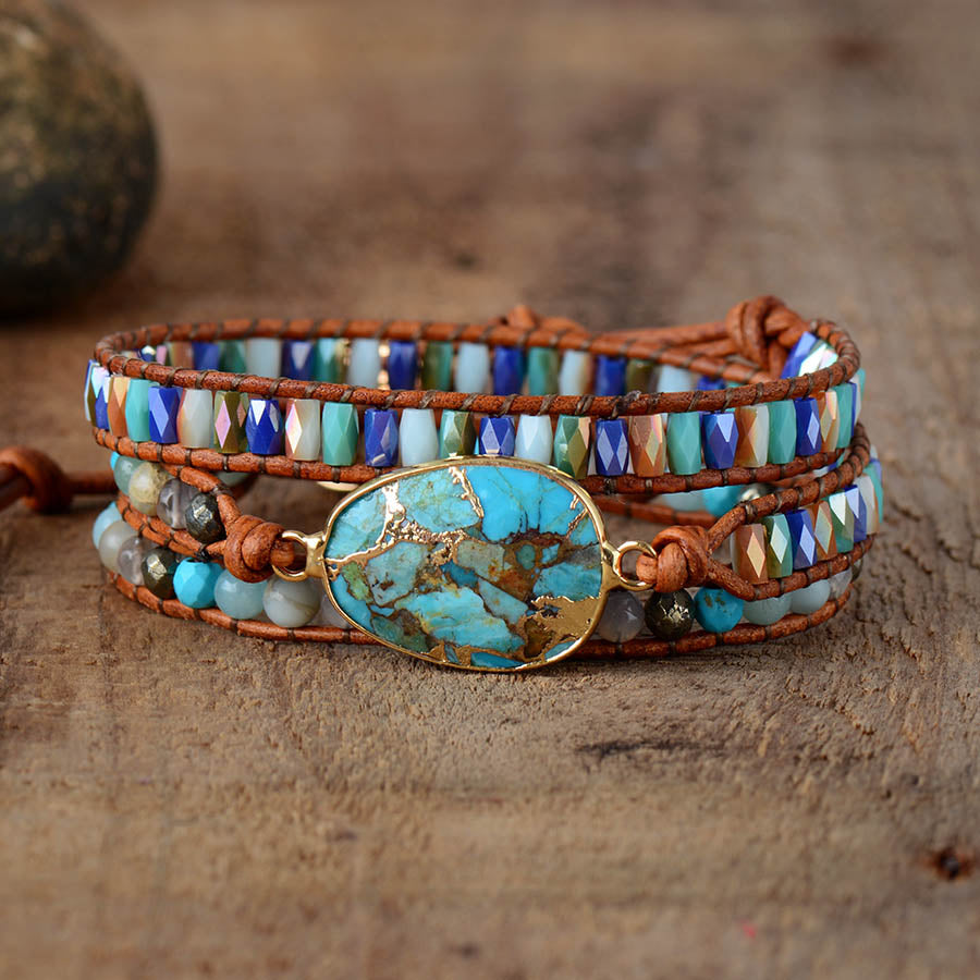 Handgjord Turkos Läderarmband