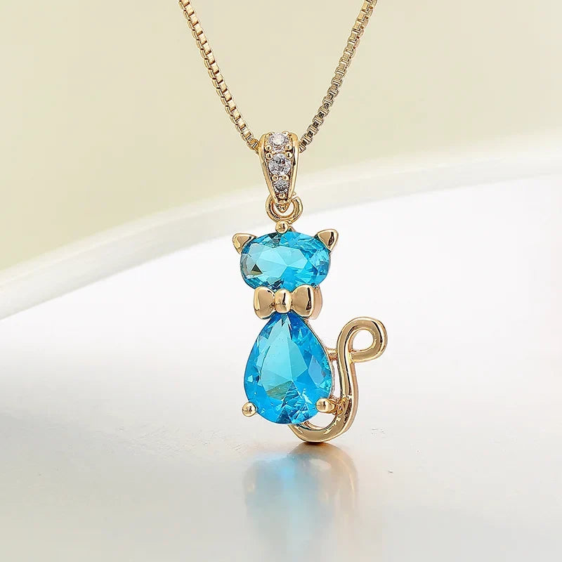Kristall Katt Hänge Halsband