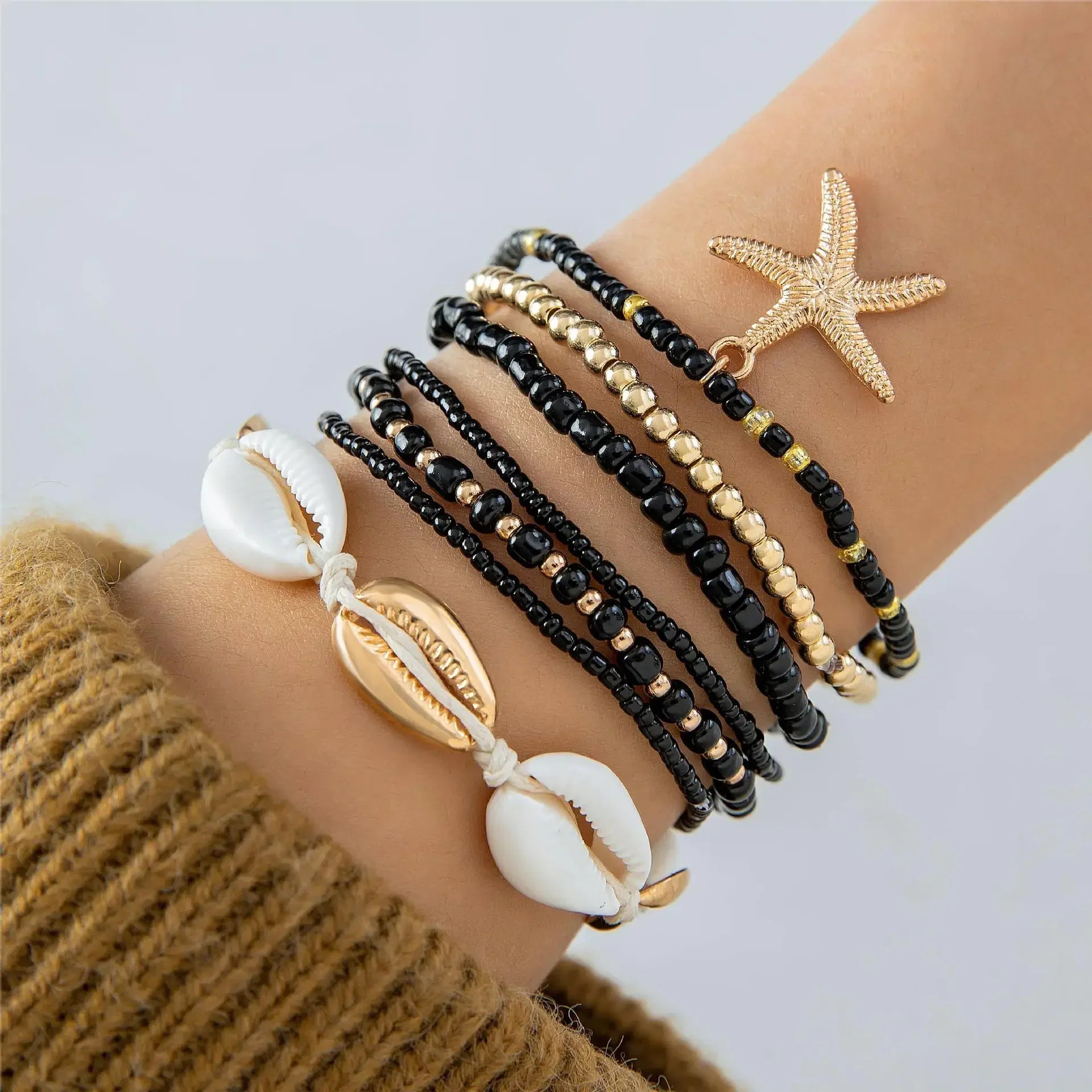 Bohemisk Snäckstrand Armband Set