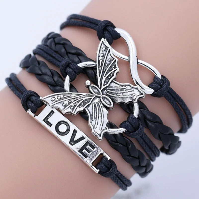 Vintage Love Butterfly Läderarmband