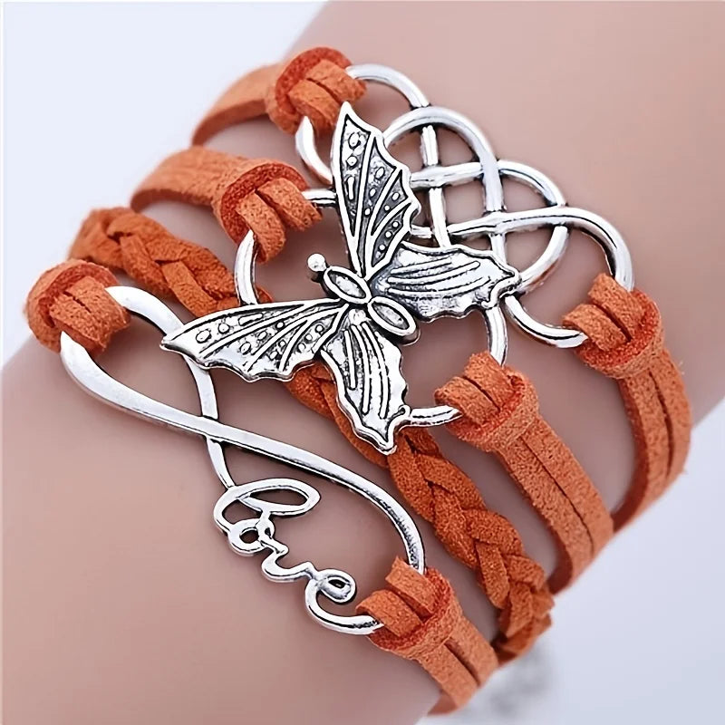Vintage Love Butterfly Läderarmband