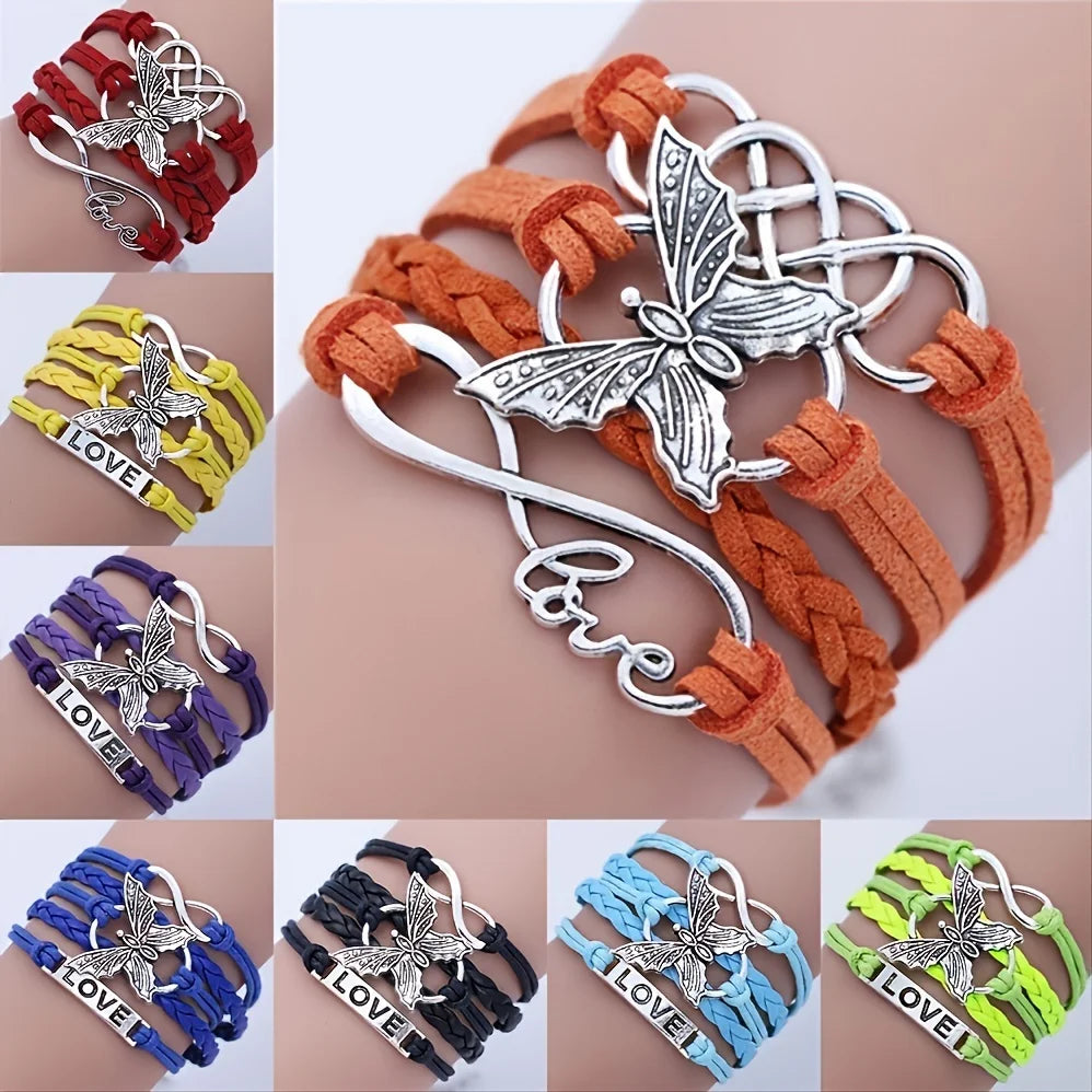 Vintage Love Butterfly Läderarmband