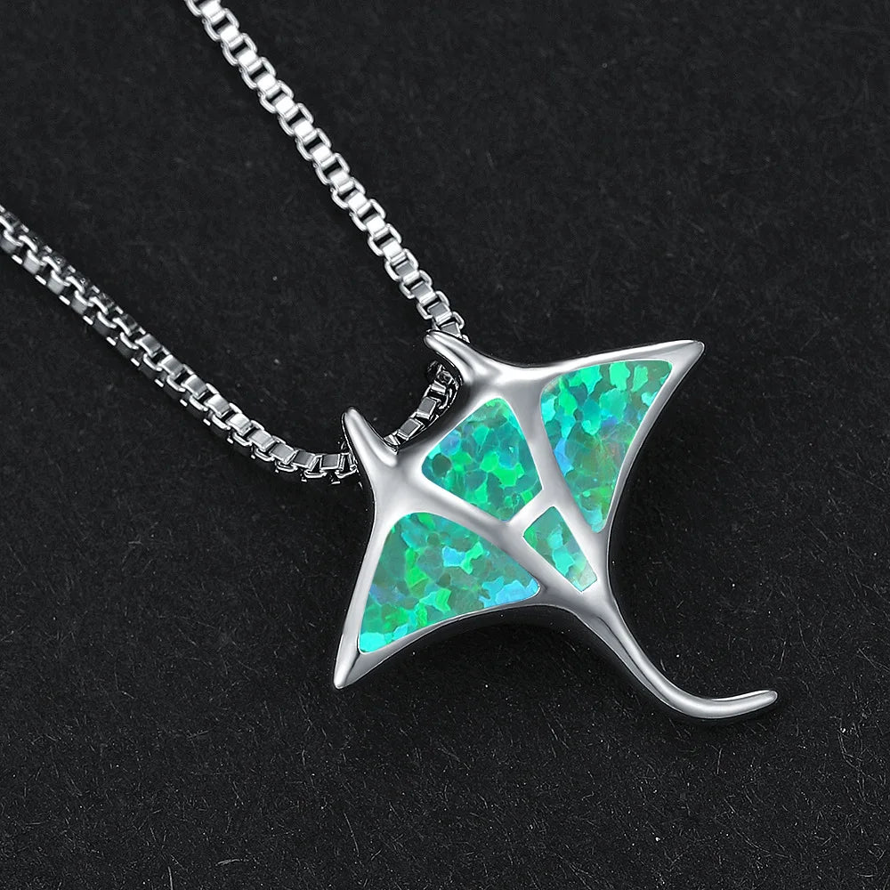 Manta Ray Blå Opal Halsband
