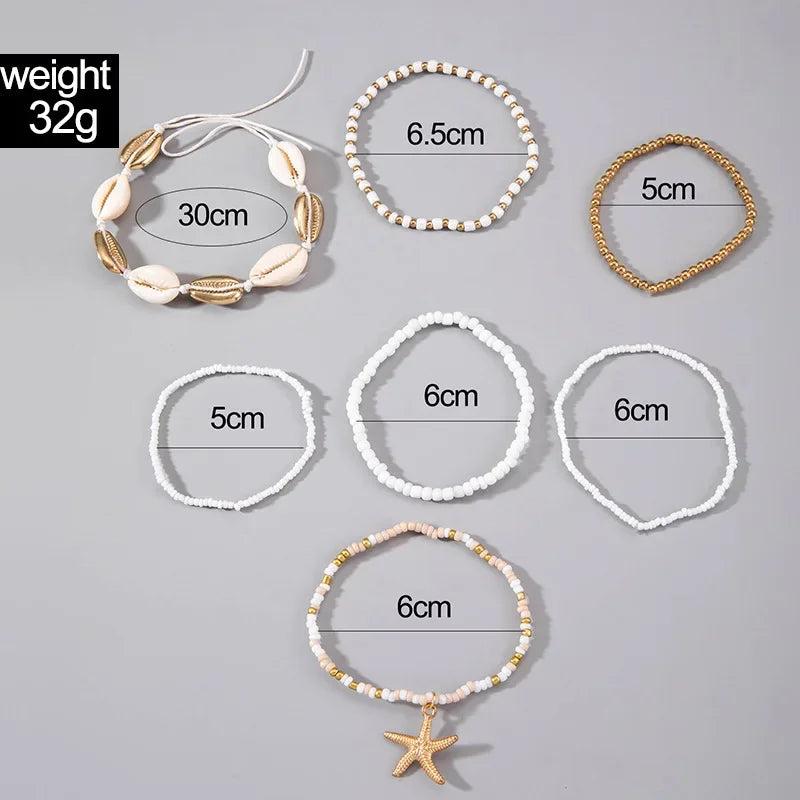 Bohemisk Snäckstrand Armband Set