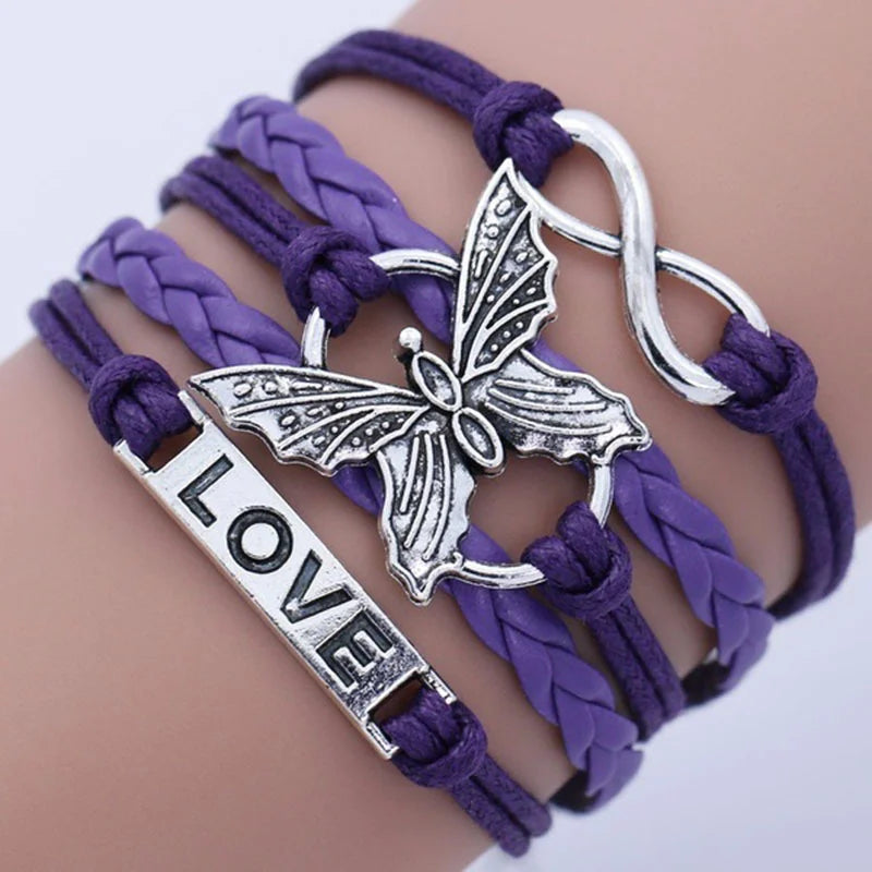 Vintage Love Butterfly Läderarmband