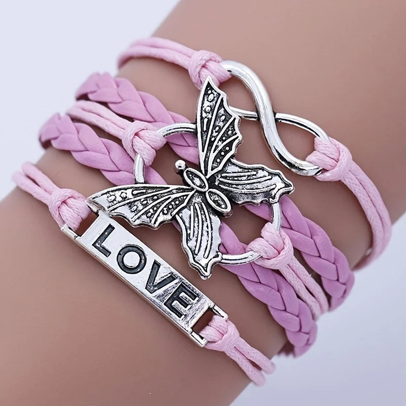Vintage Love Butterfly Läderarmband