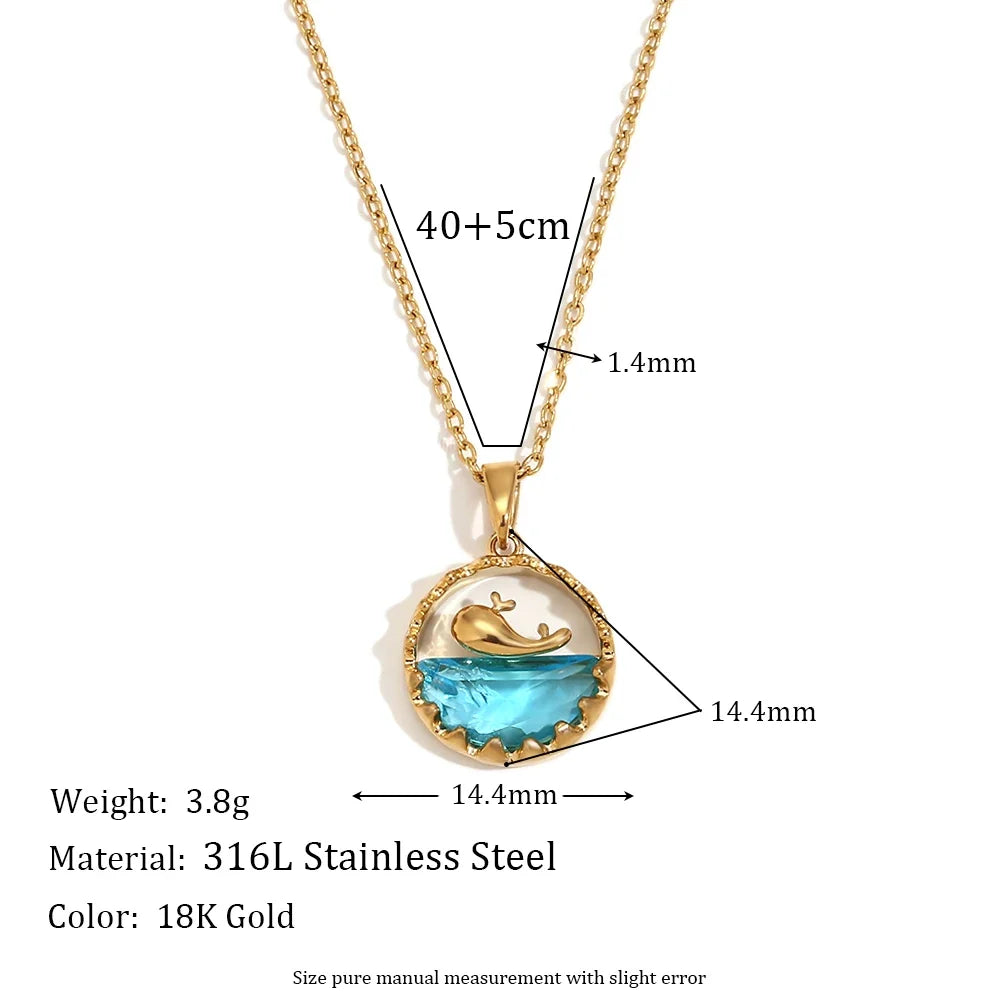Blå Havsvallpendant Halsband