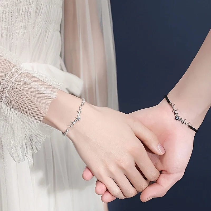 Hjorthorns Hjärta Armband med Zirkon