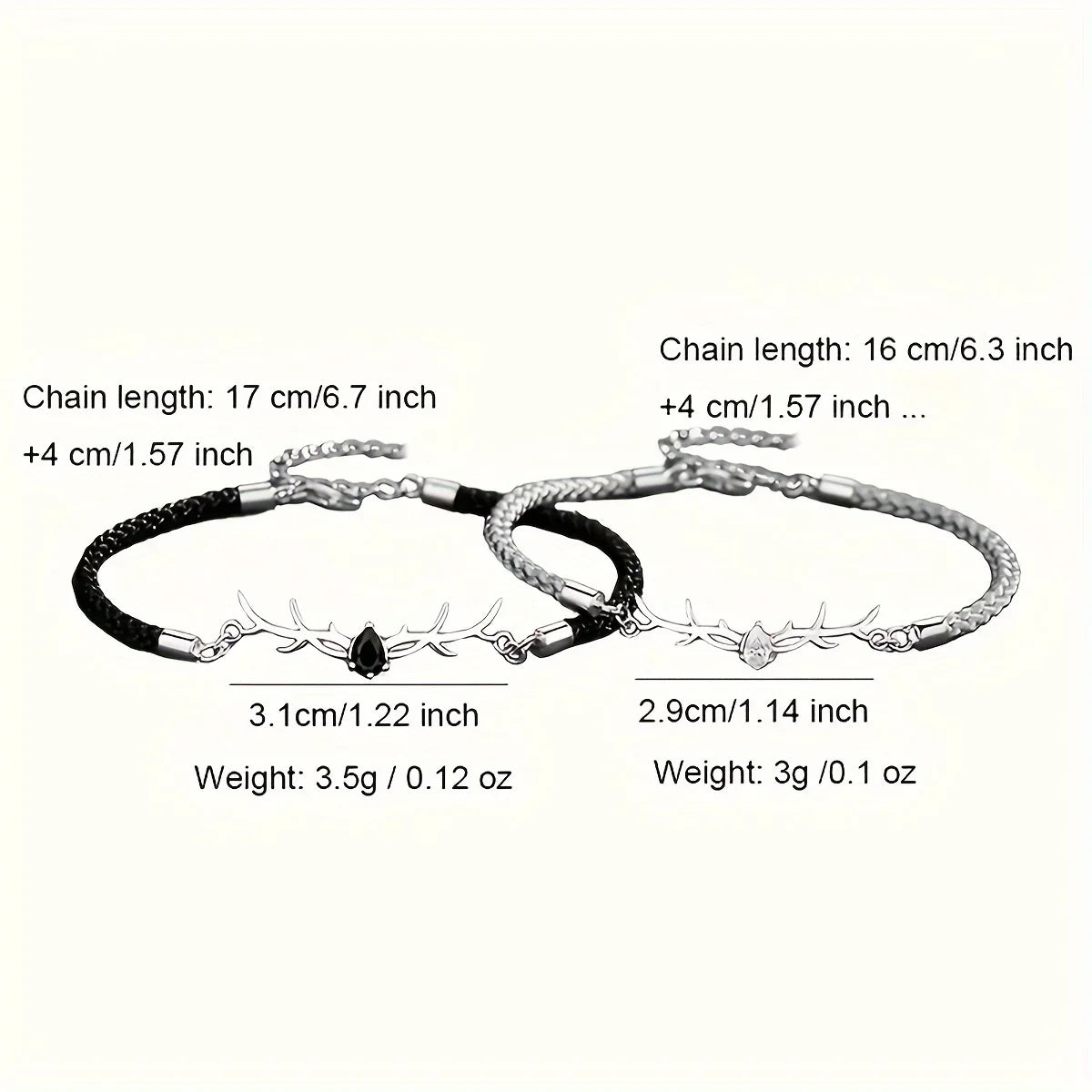 Hjorthorns Hjärta Armband med Zirkon