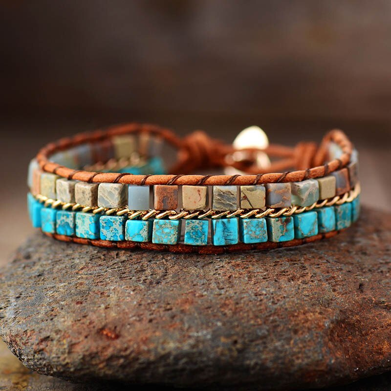 Klassisk Bohemisk Jasper Wrap Armband