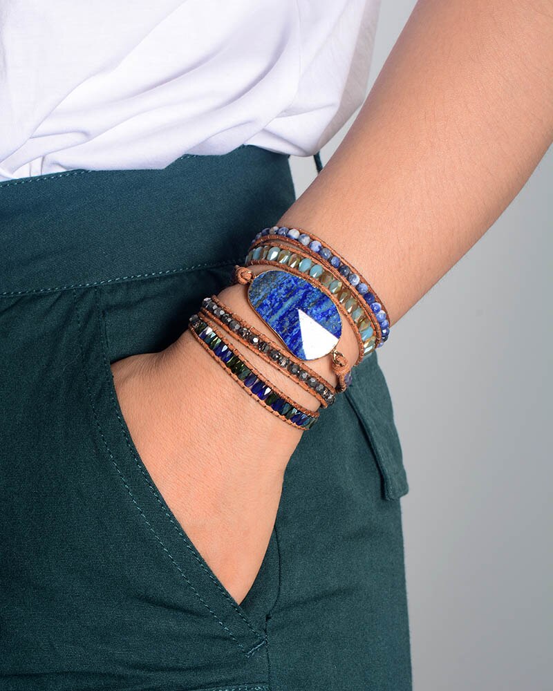 Lapis Lazuli Skyddande Wrap Armband