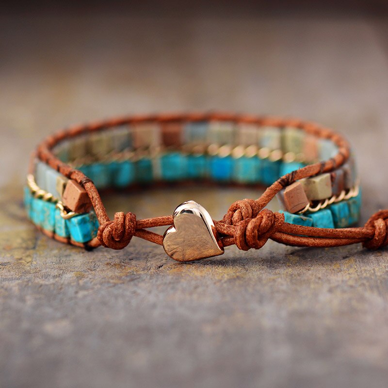 Klassisk Bohemisk Jasper Wrap Armband