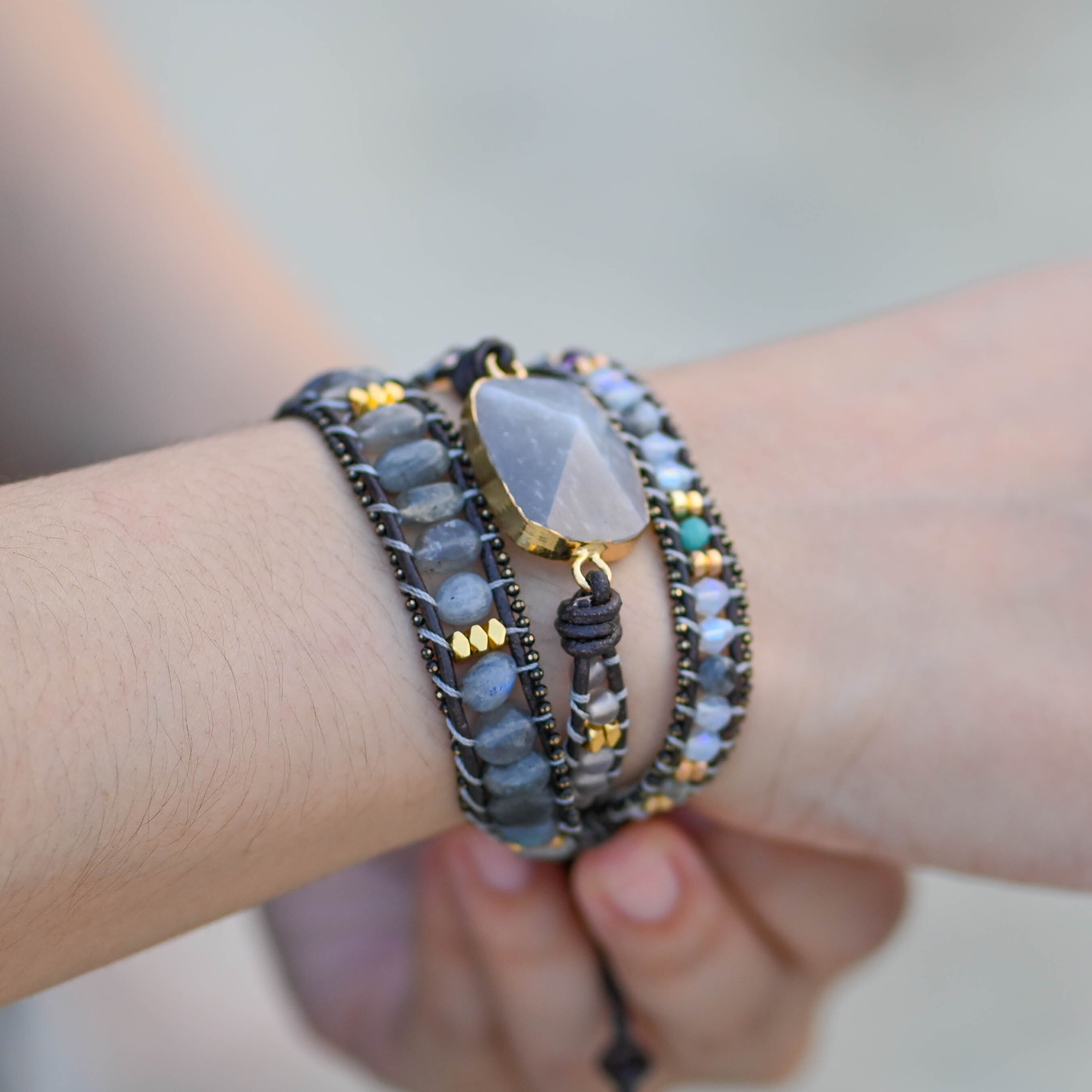 Labradorit Skydd Wrap Armband