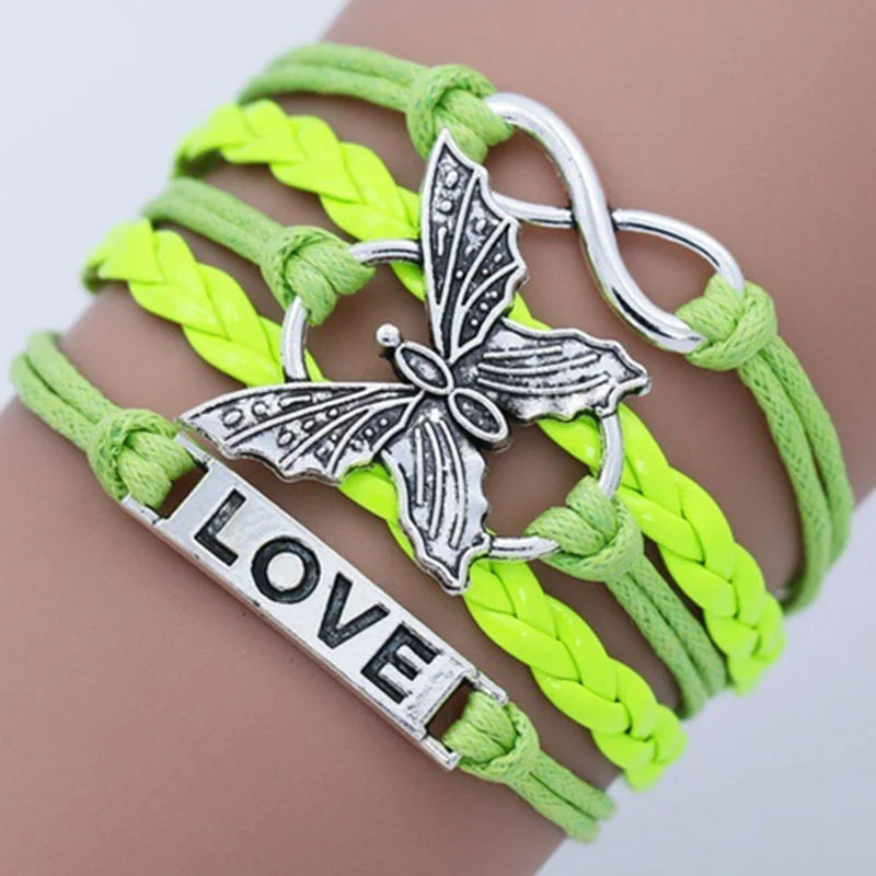 Vintage Love Butterfly Läderarmband