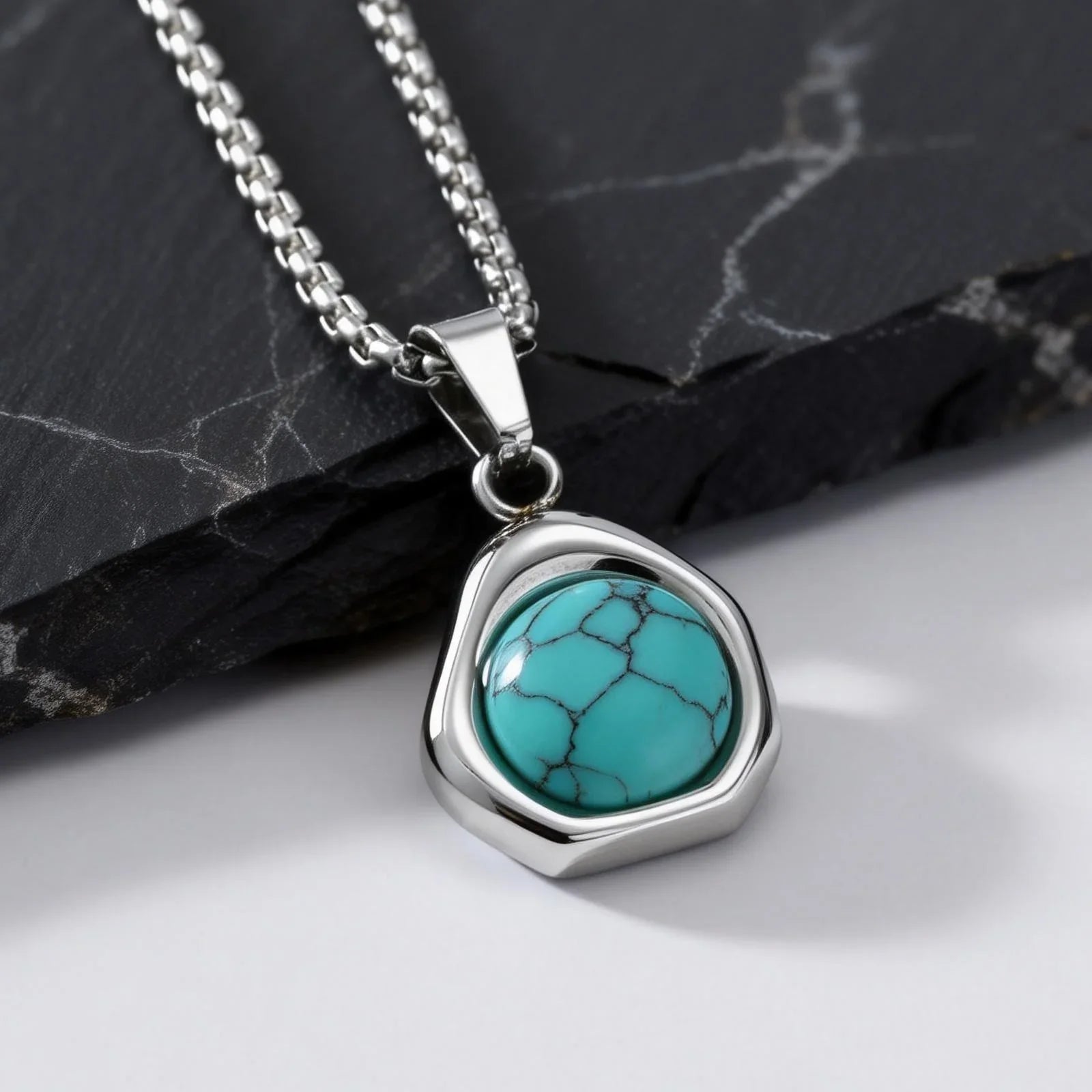 Turkos Sten Hänge Halsband Set