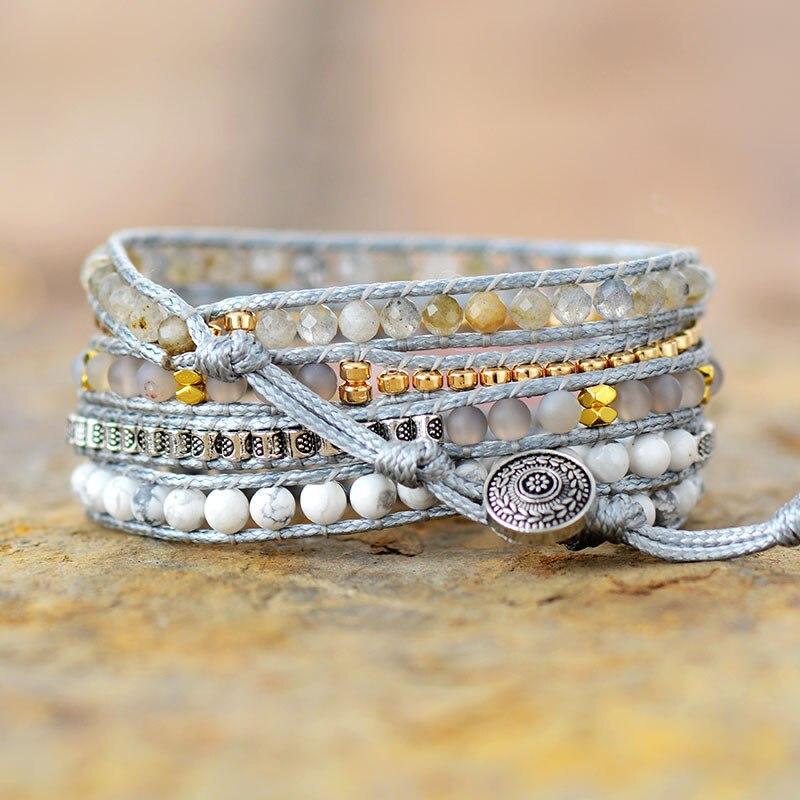 Naturlig Rosenkvarts Wrap Armband