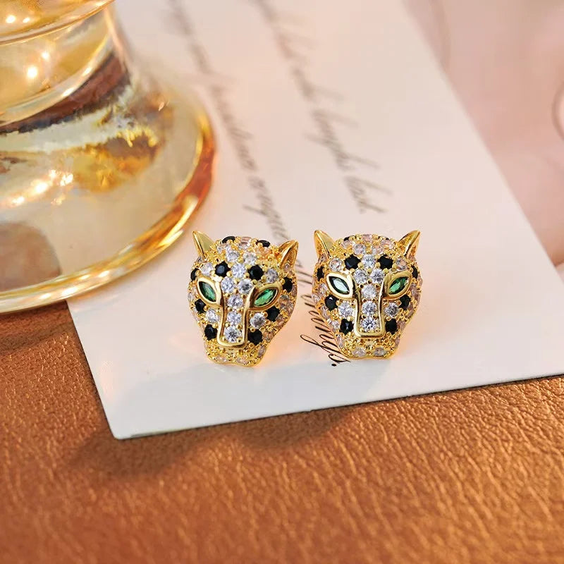 Färgglada Leopard Crystal Statement Örhängen