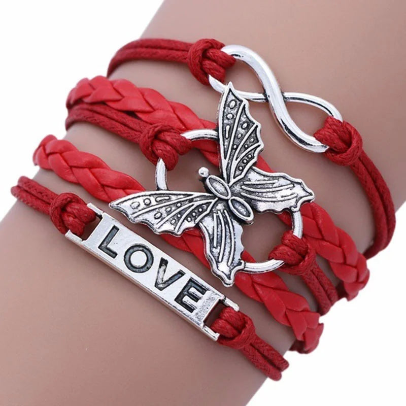 Vintage Love Butterfly Läderarmband