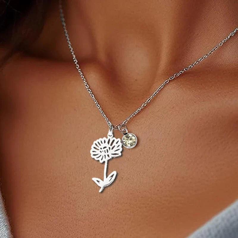 Födelsesten Födelseblomma Halsband Personligt