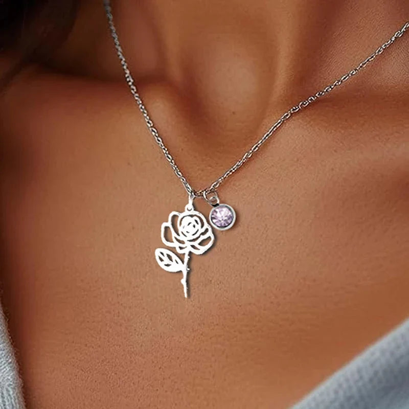 Födelsesten Födelseblomma Halsband Personligt