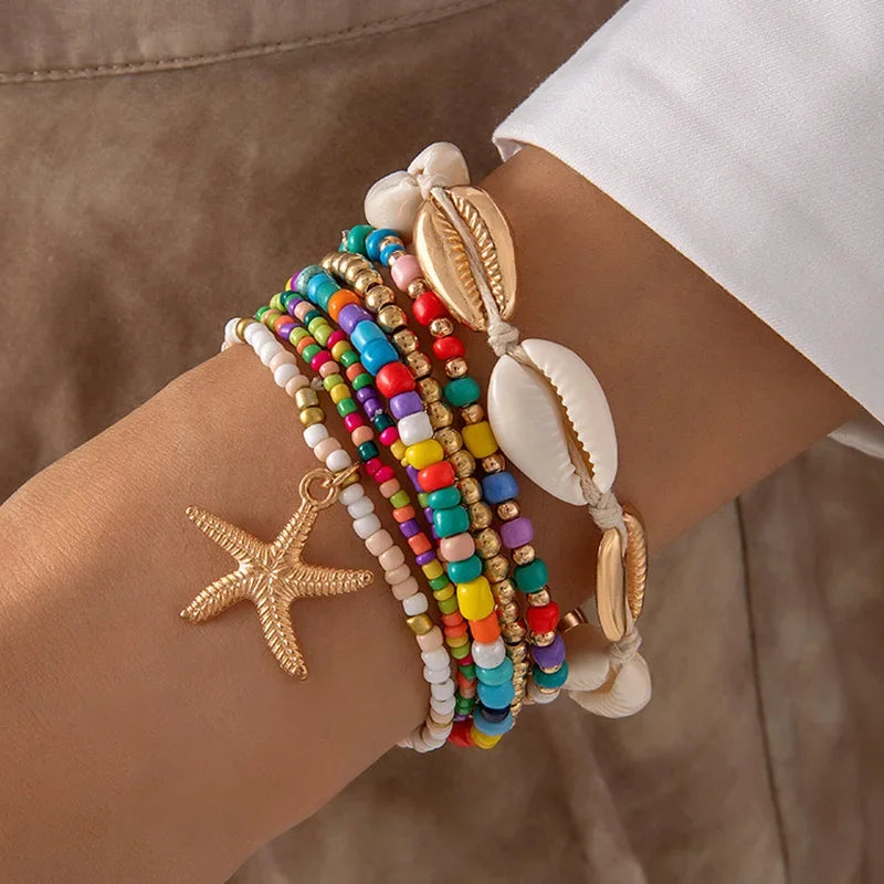 Bohemisk Snäckstrand Armband Set