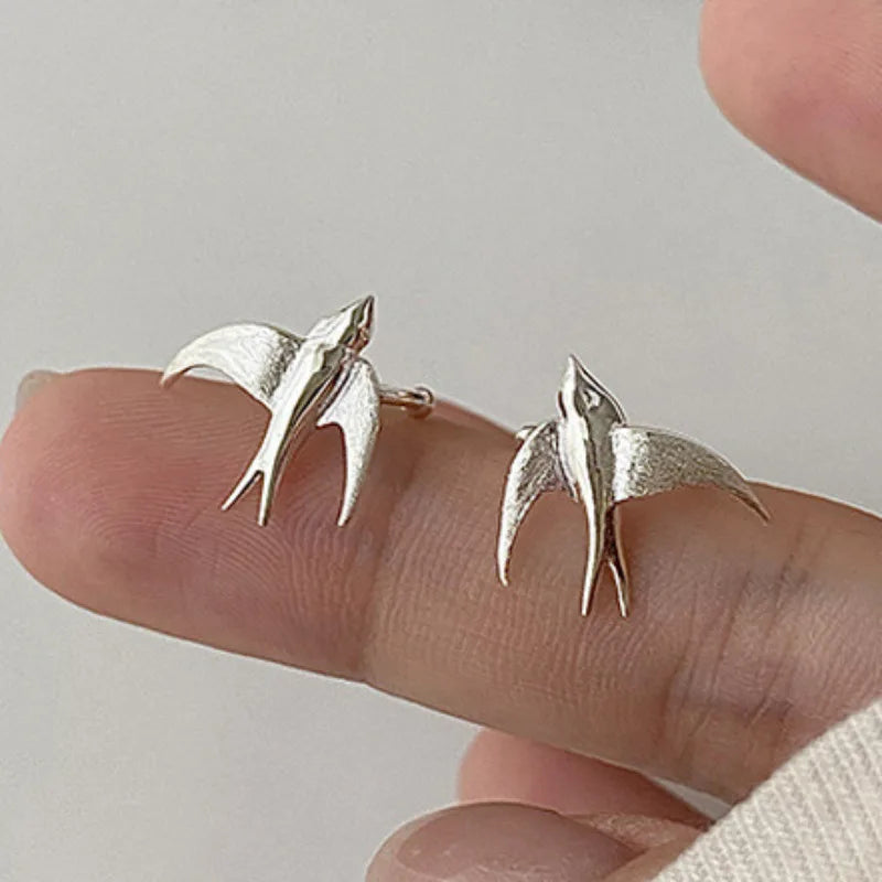 Vackra Silver Svala Fågel Clip-On Örhängen