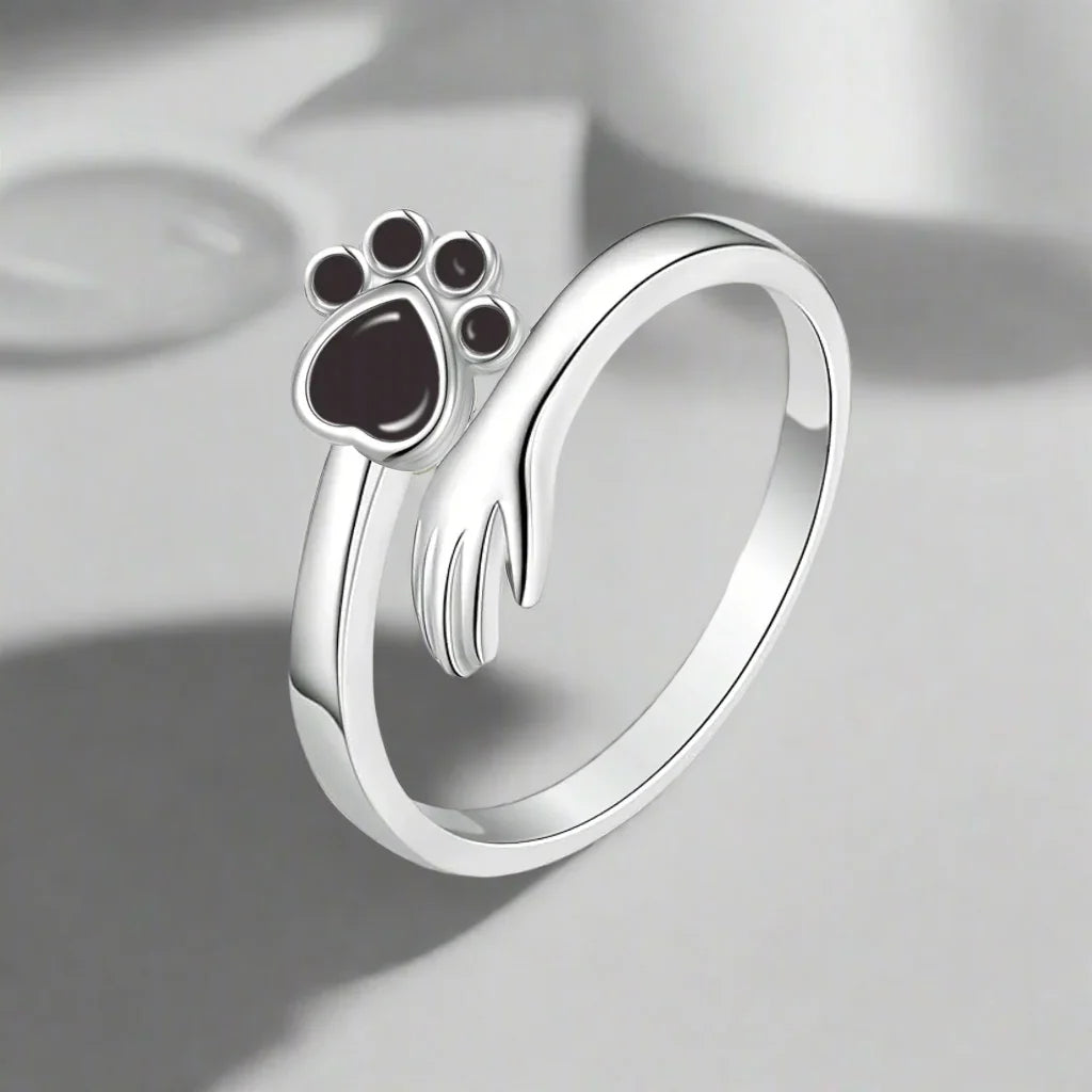 Justerbar ring i 925 sterlingsilver – hand och tassavtryck