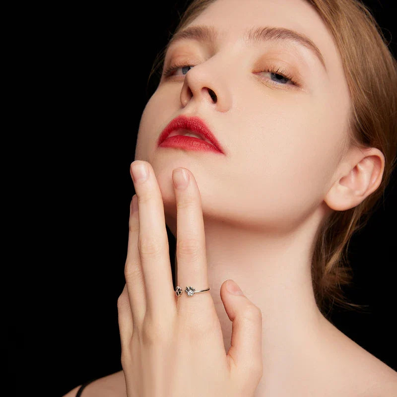 Tassring i 925 sterlingsilver – justerbar med zirkonia och emalj