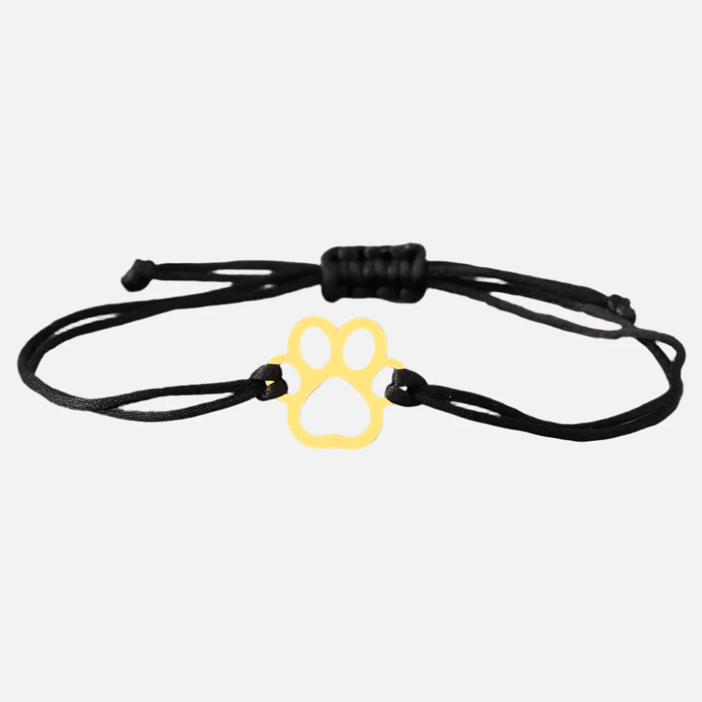 Paw Print Cord Bracelet – Justerbar svart och röd design