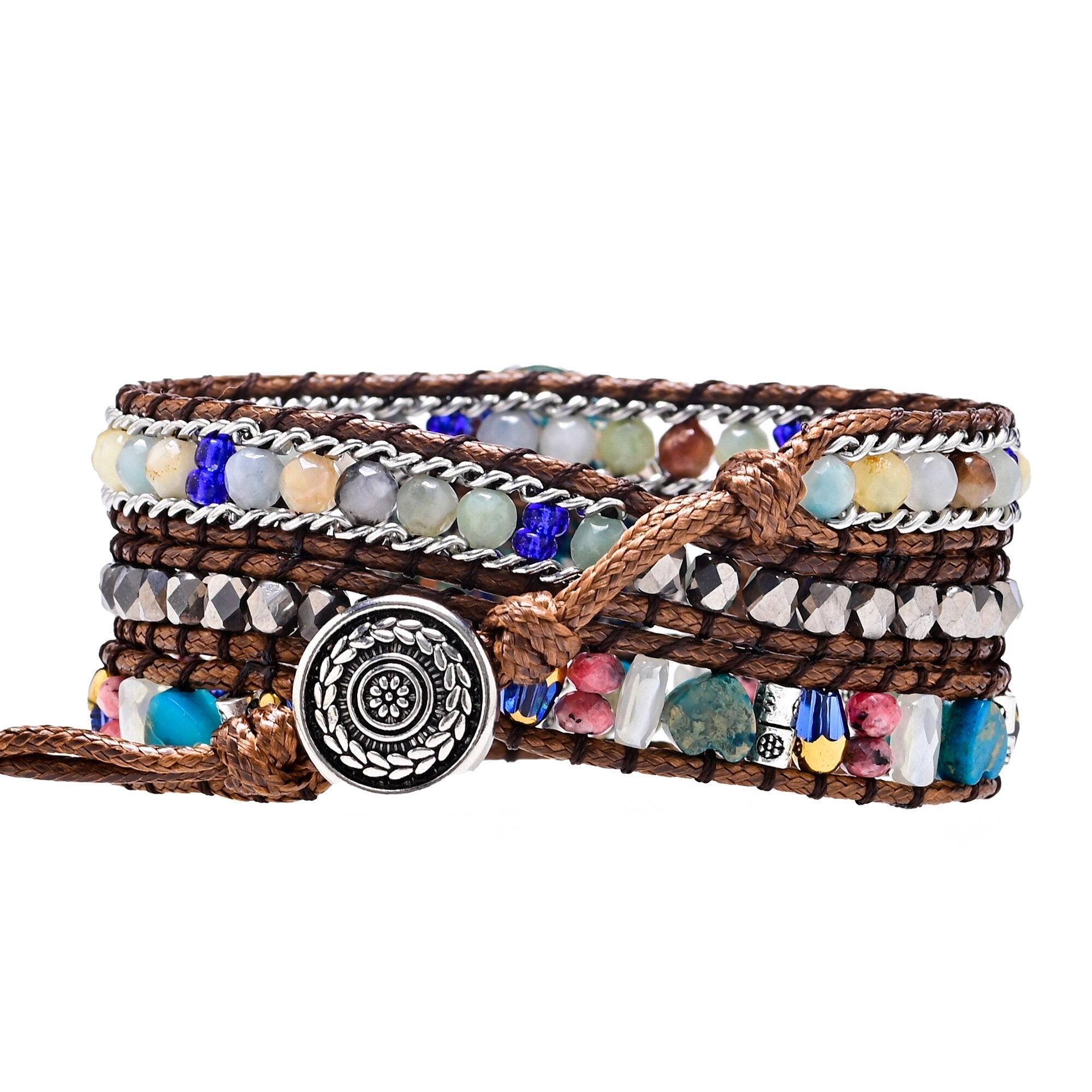 Blå Hjärta Kalksten & Amazonit Armband