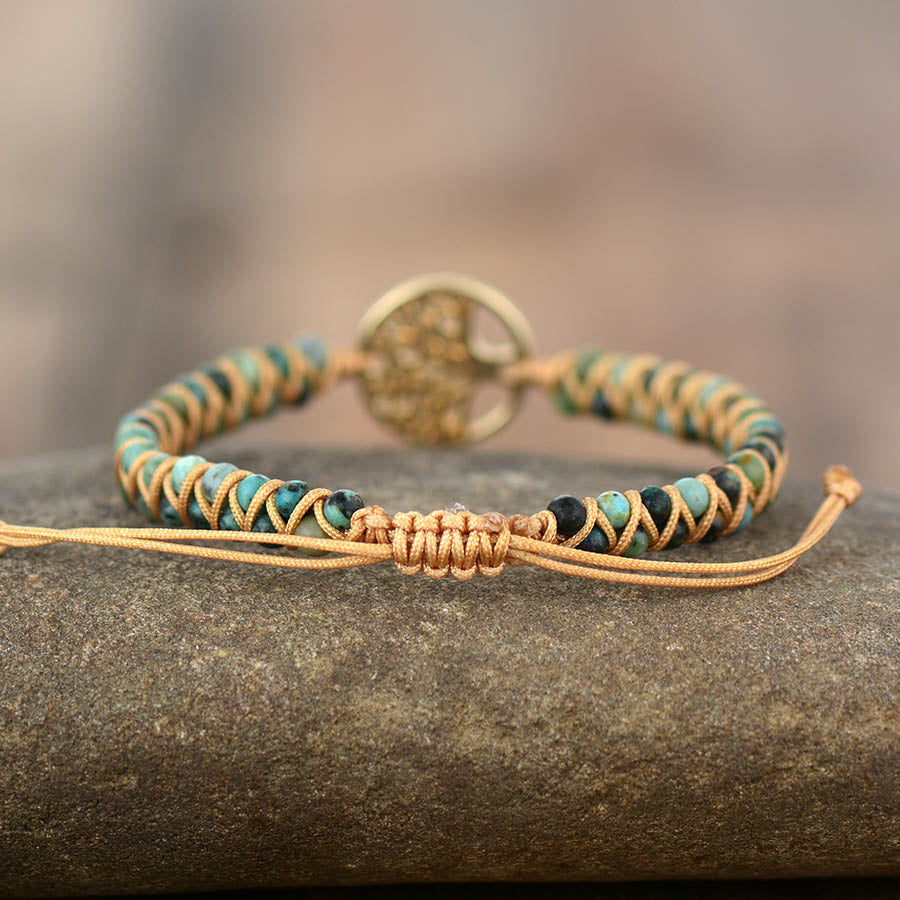 Afrikansk Turkos & Livets Träd Armband