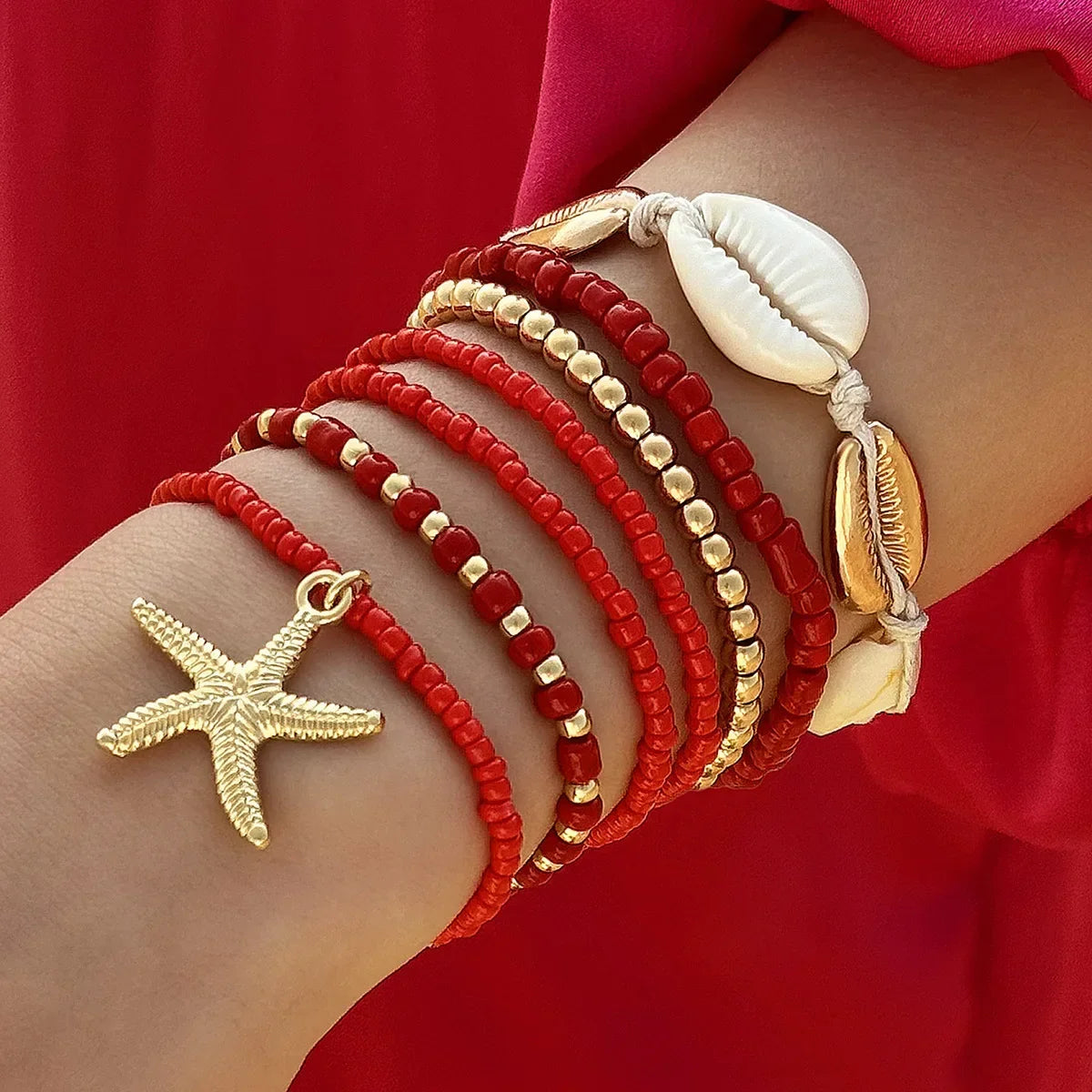 Bohemisk Snäckstrand Armband Set