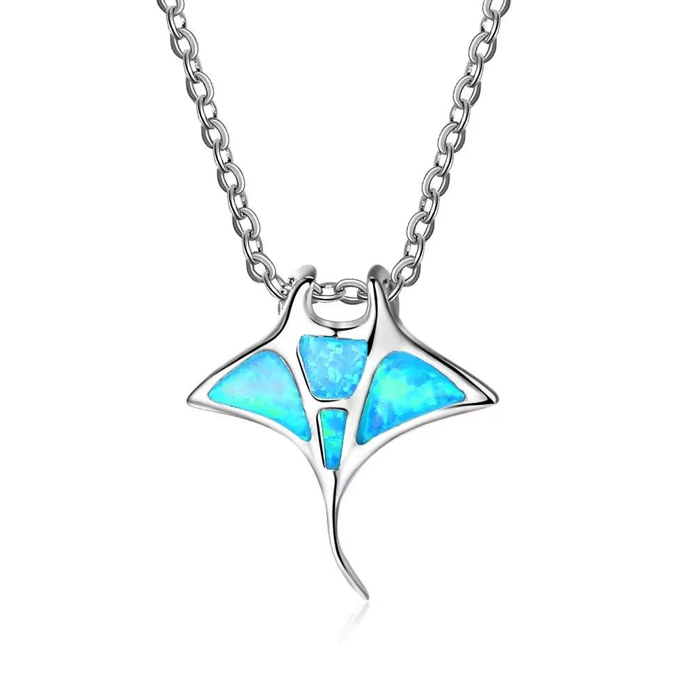 Manta Ray Blå Opal Halsband