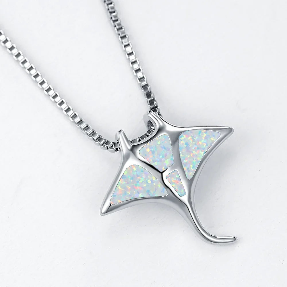 Manta Ray Blå Opal Halsband