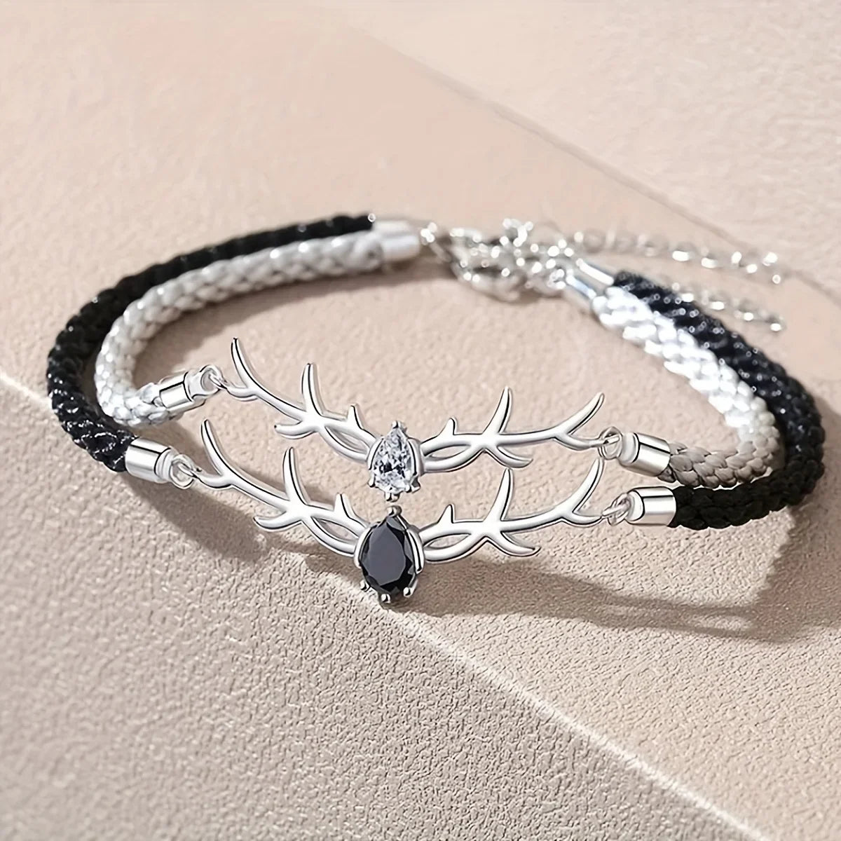 Hjorthorns Hjärta Armband med Zirkon