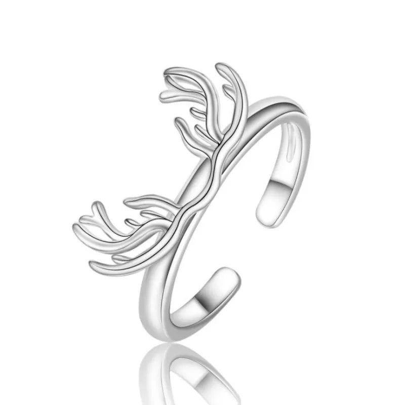 Ring i sterlingsilver med hjorthorn