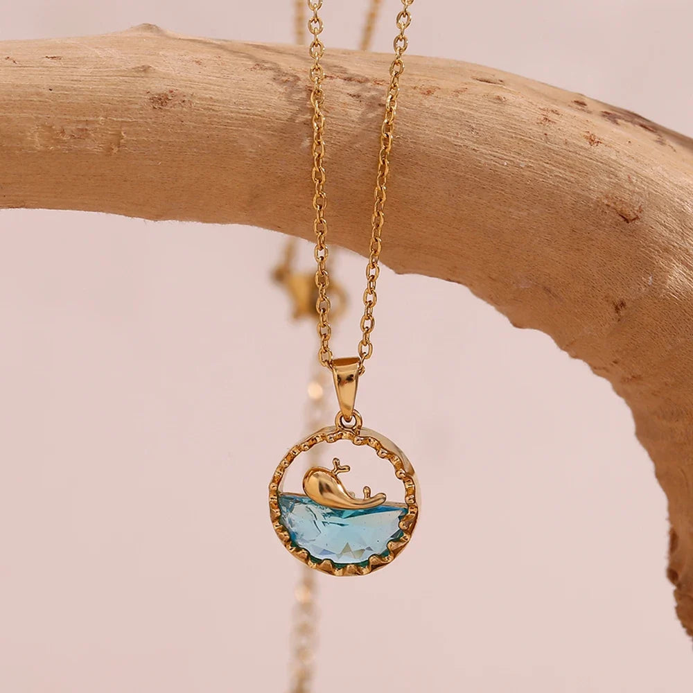 Blå Havsvallpendant Halsband