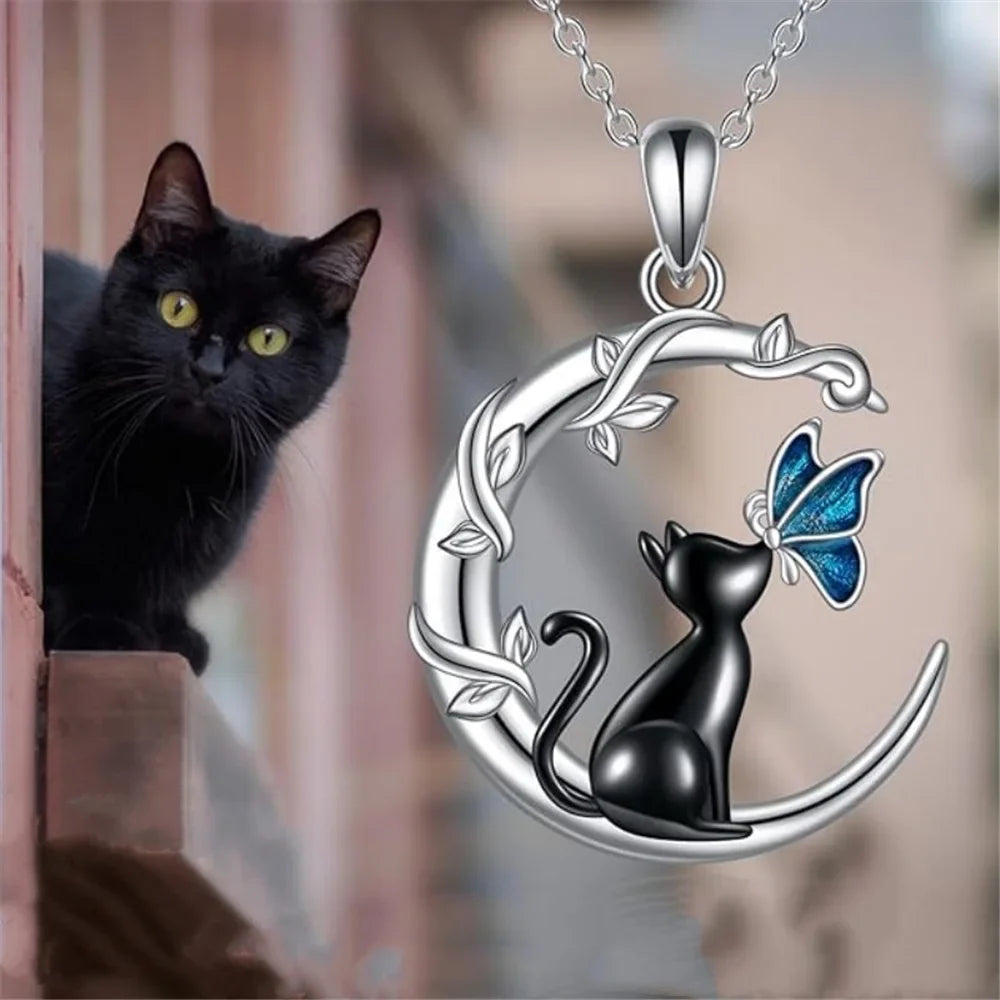 Månkatt Fjäril Kristall Hänge Halsband