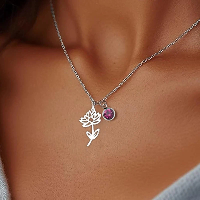 Födelsesten Födelseblomma Halsband Personligt