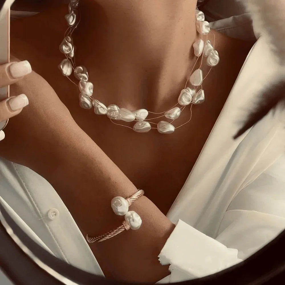 Luminös Pärlhalsband & Armband Set