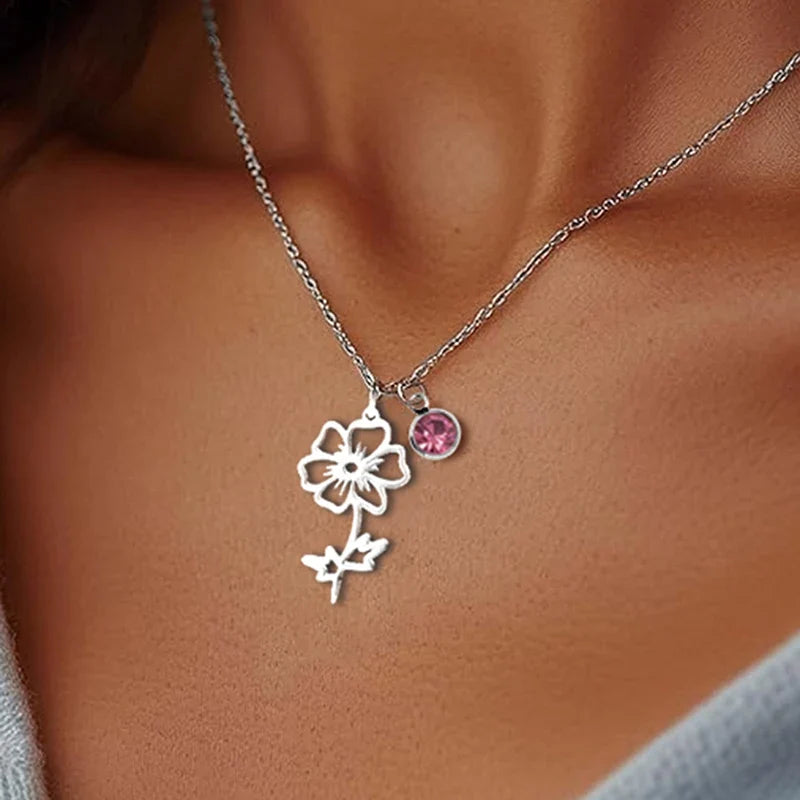 Födelsesten Födelseblomma Halsband Personligt