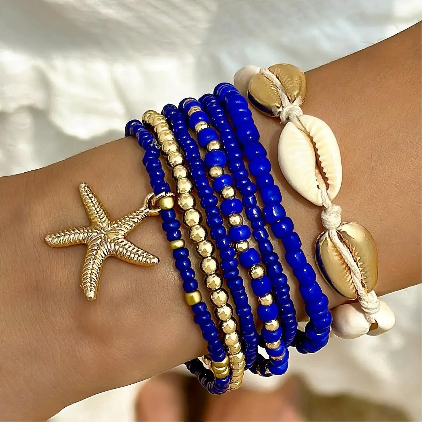Bohemisk Snäckstrand Armband Set