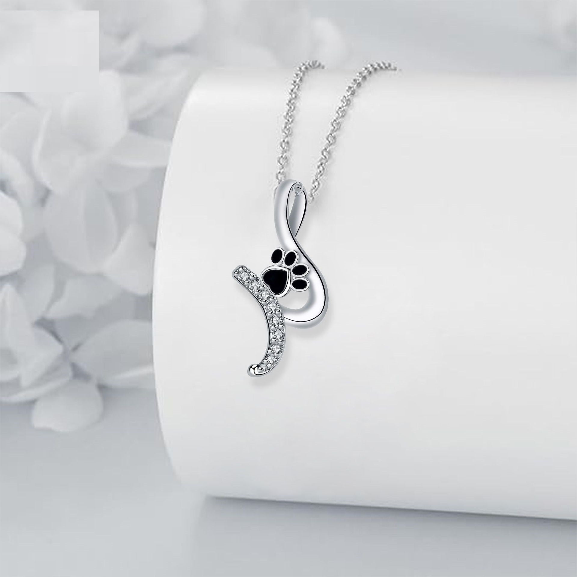 Söt Tassavtryck Hänge Halsband