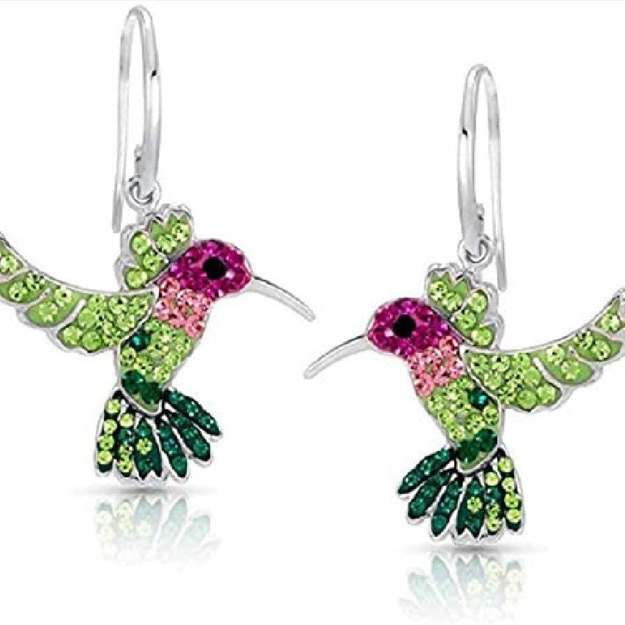 Färgglada Kolibri Glittrande Örhängen